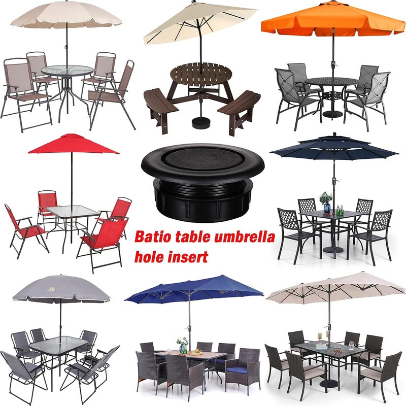 UpinFun Patio Table Umbrella Hole Ring Plug Cap Set for Outdoor Parasol Table Hole Cover Insert Pole Replacement Stabilizer Parts Black - Image 5
